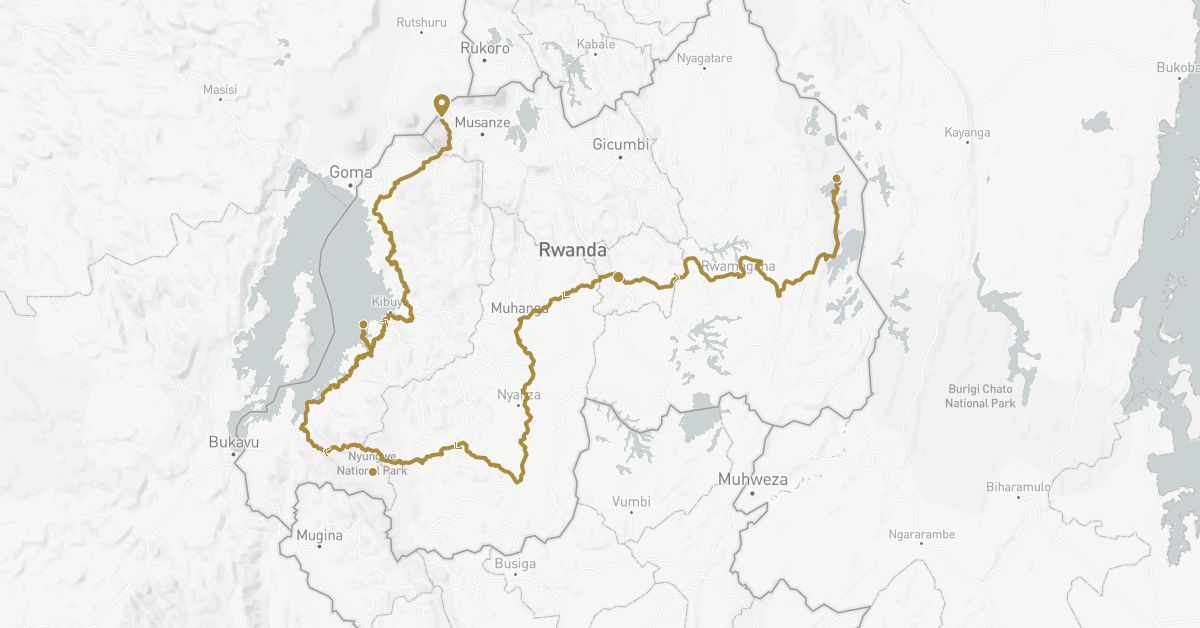 TravelMap itinerary: driving, private transfer in Rwanda (Africa)
