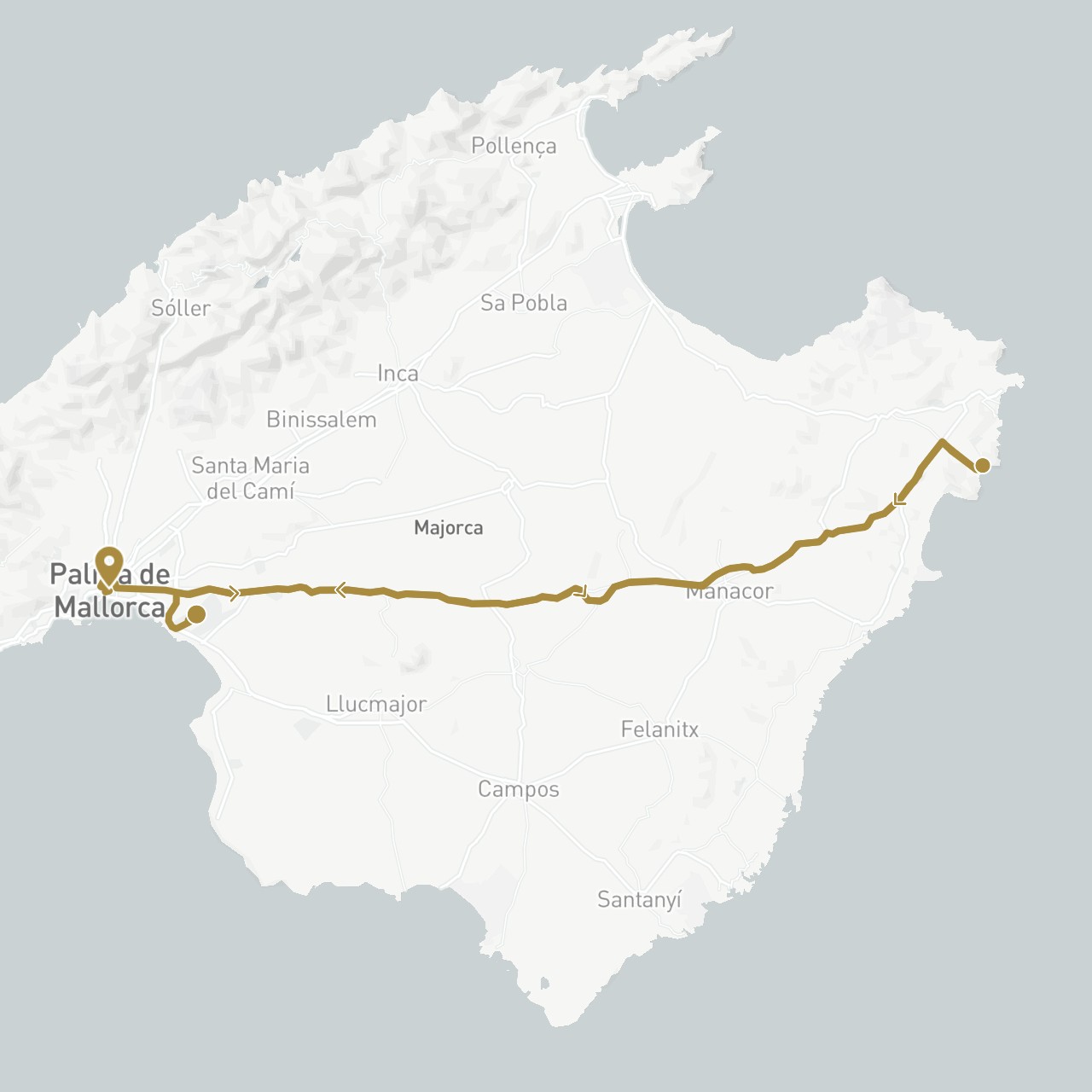TravelMap itinerary: driving, private transfer in Spain (Europe)