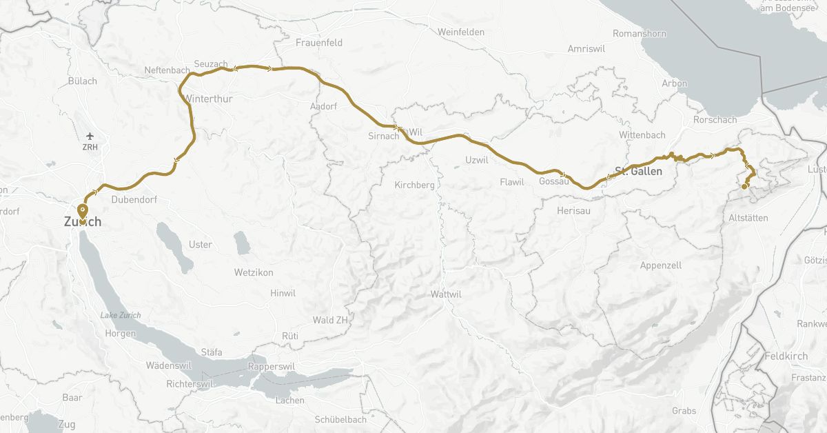 TravelMap itinerary: driving, private transfer in Austria, Switzerland (Europe)