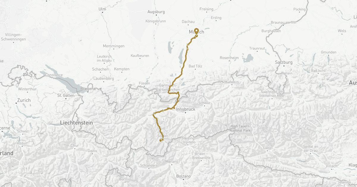 TravelMap itinerary: private transfer in Austria, Germany (Europe)