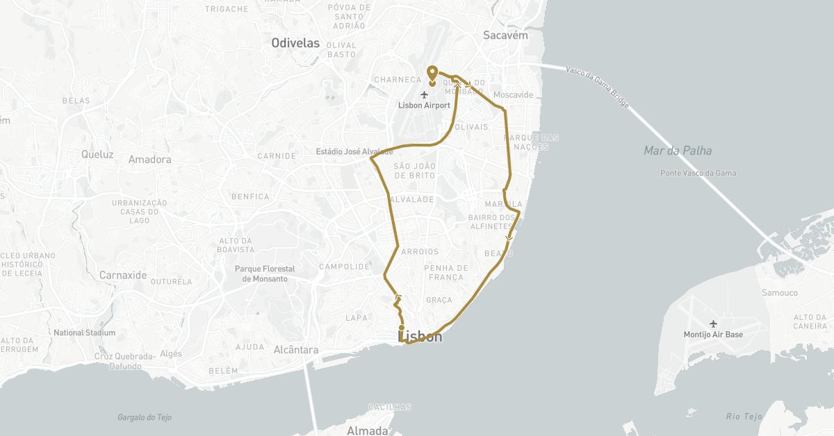 TravelMap itinerary: driving, private transfer in Portugal (Europe)