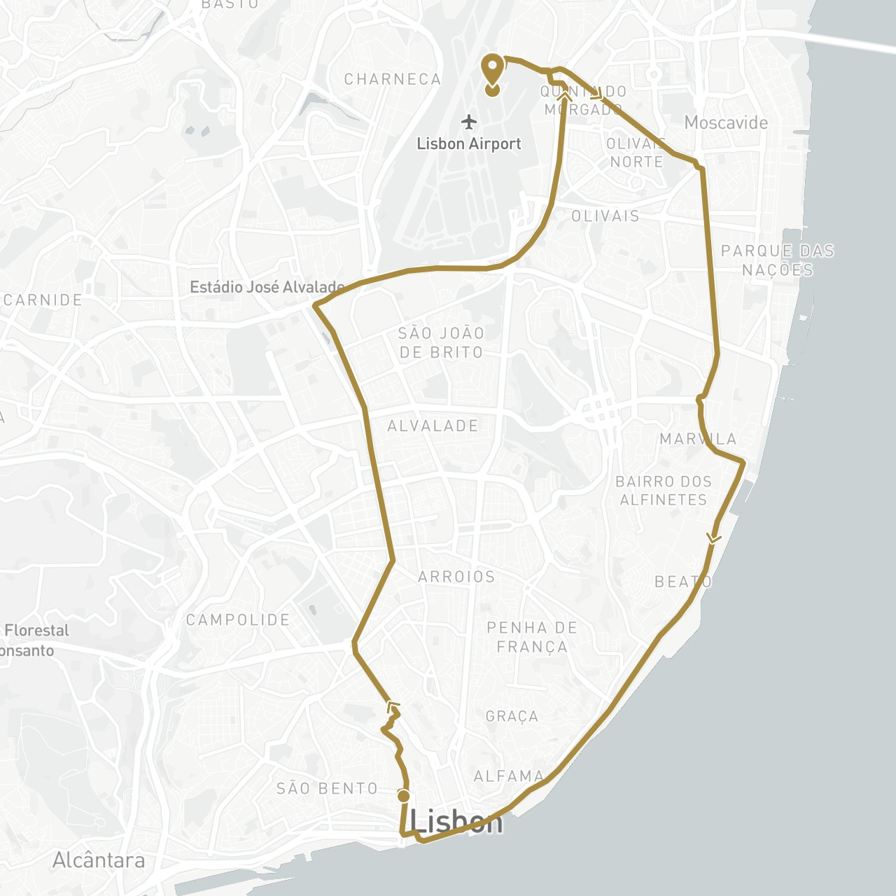 TravelMap itinerary: driving, private transfer in Portugal (Europe)