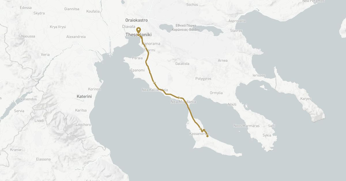 TravelMap itinerary: driving, private transfer in Greece (Europe)