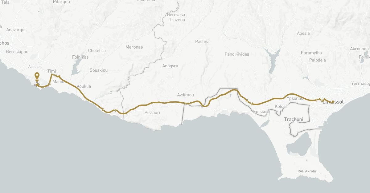 TravelMap itinerary: driving, private transfer in Cyprus (Asia)