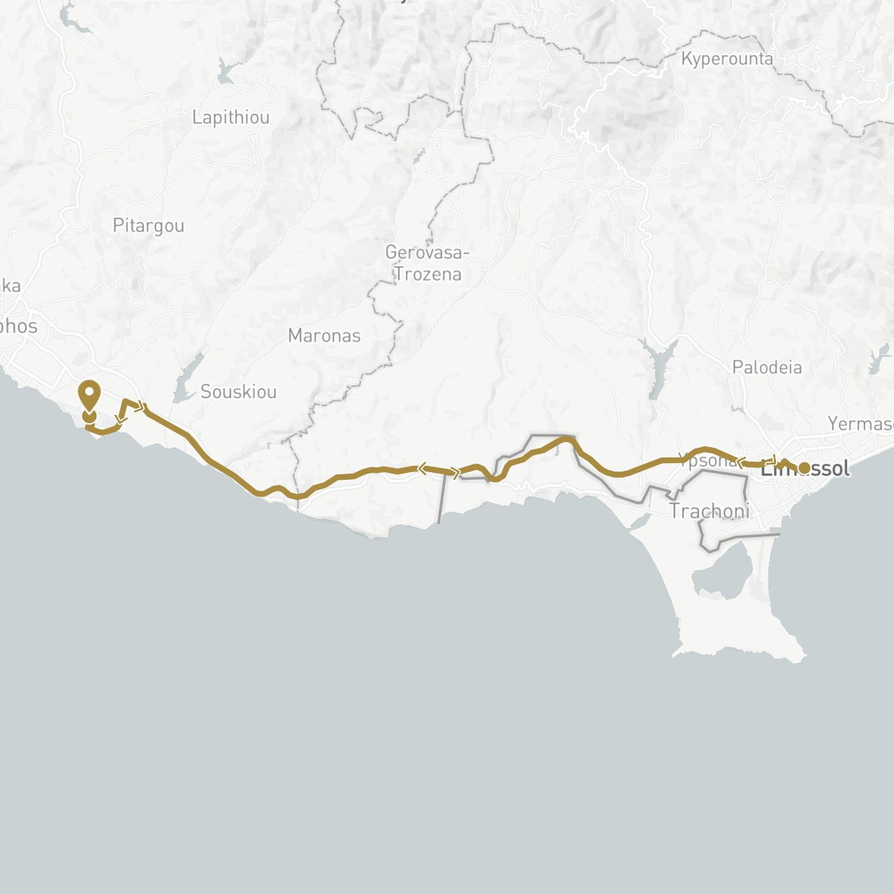 TravelMap itinerary: driving, private transfer in Cyprus (Asia)