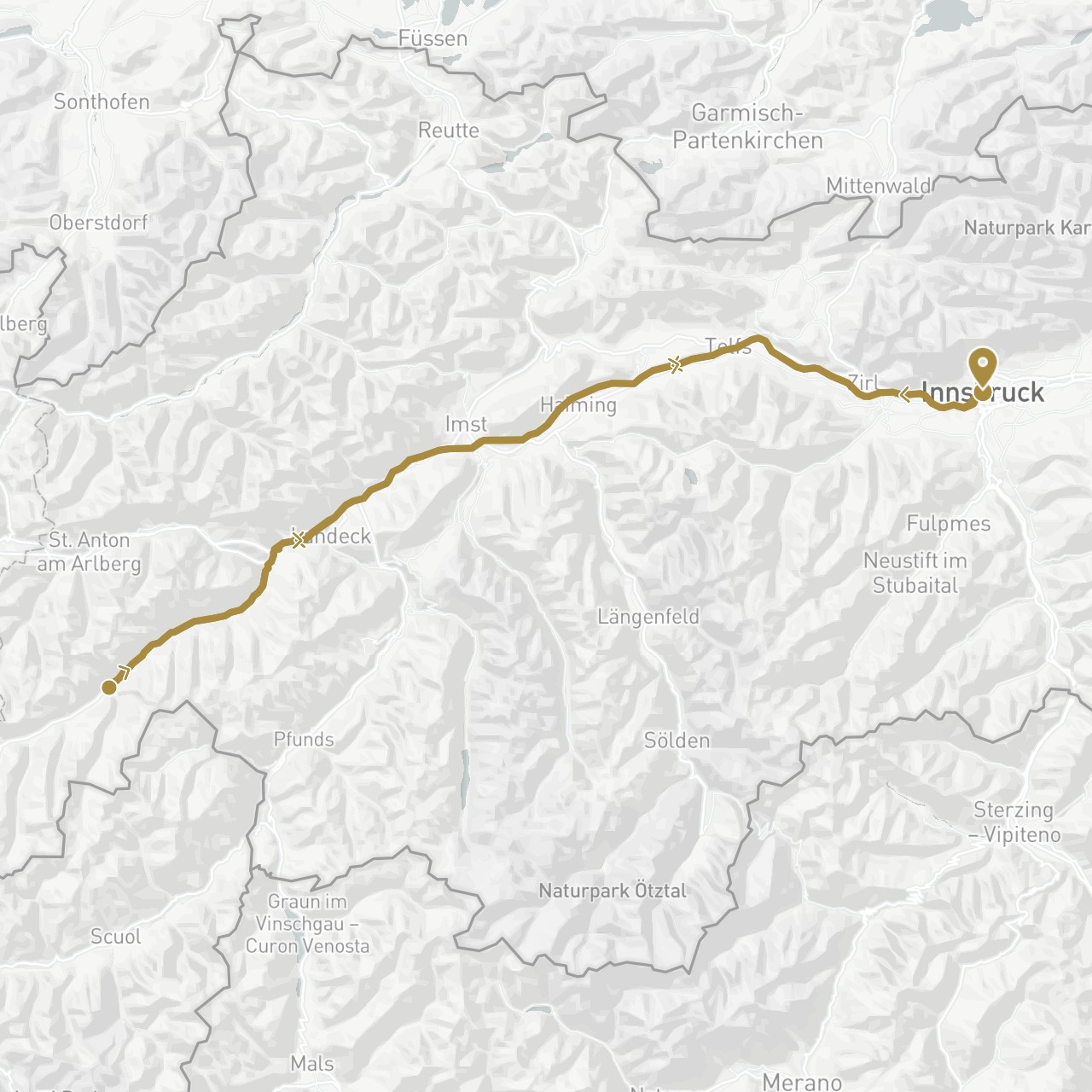 TravelMap itinerary: driving, private transfer in Austria (Europe)