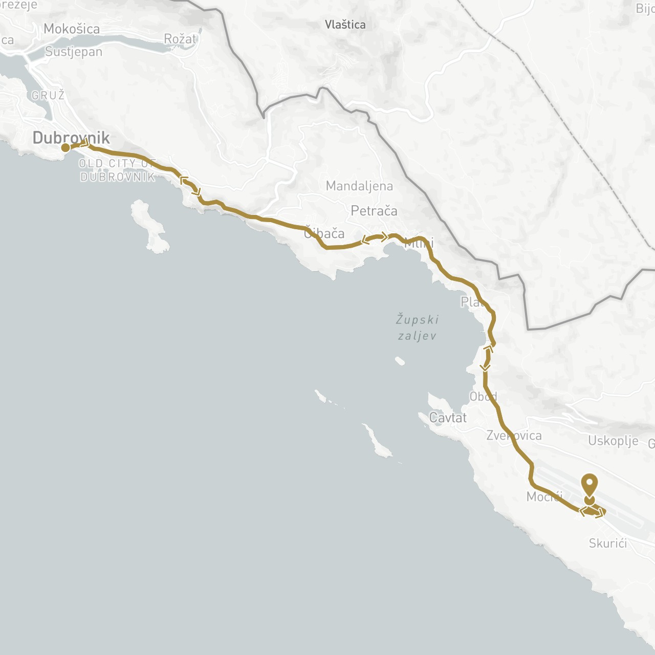 TravelMap itinerary: driving, private transfer