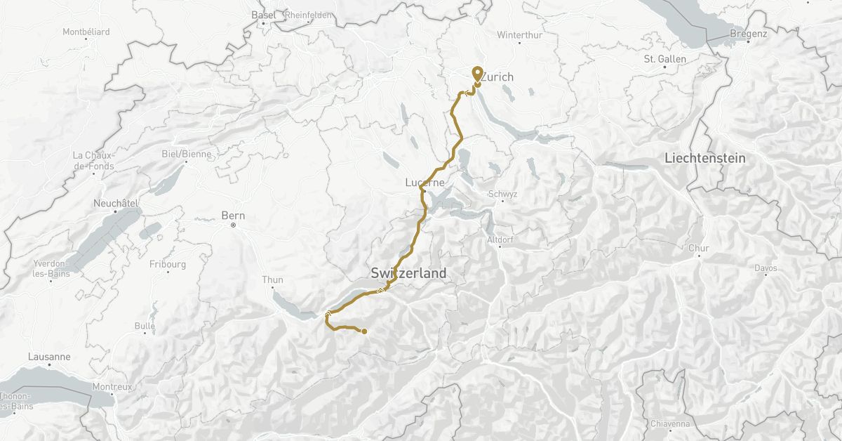 TravelMap itinerary: driving, private transfer in Switzerland (Europe)
