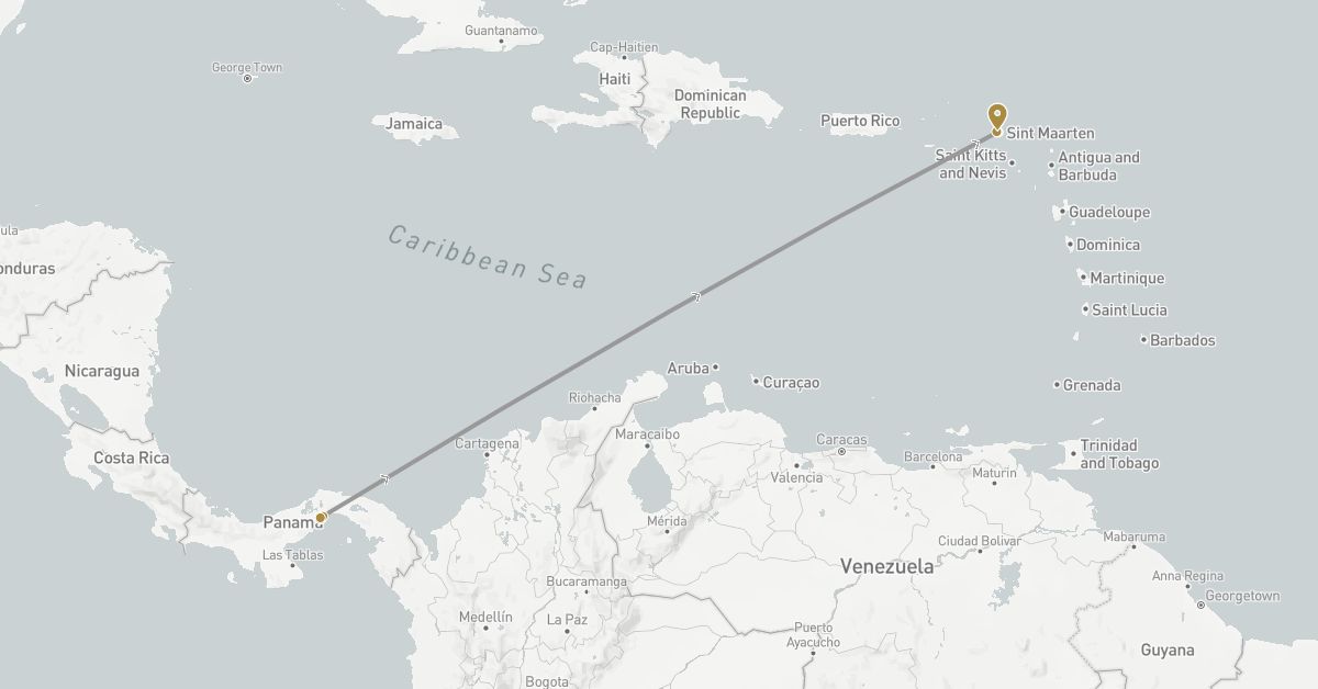 TravelMap itinerary: driving, plane, private transfer in France, Netherlands, Panama (Europe, North America)