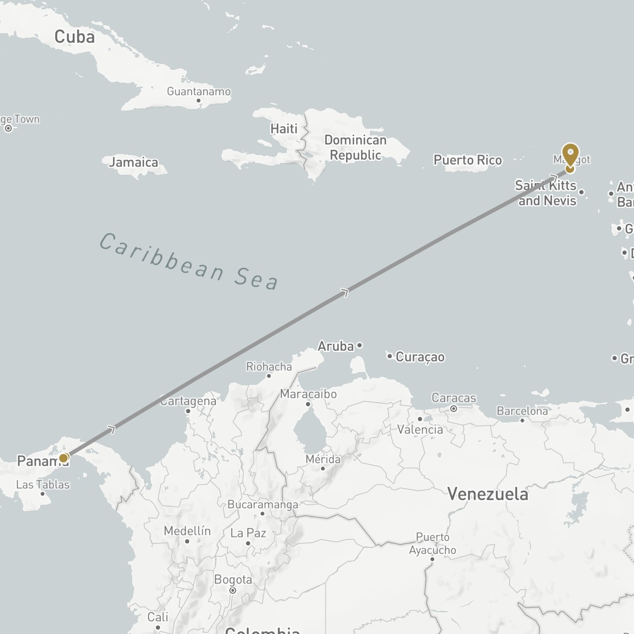 TravelMap itinerary: driving, plane, private transfer in France, Netherlands, Panama (Europe, North America)