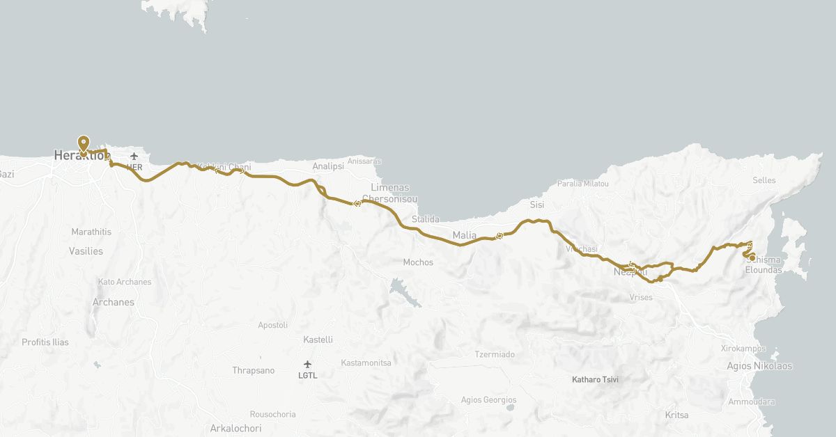 TravelMap itinerary: private transfer in Greece (Europe)