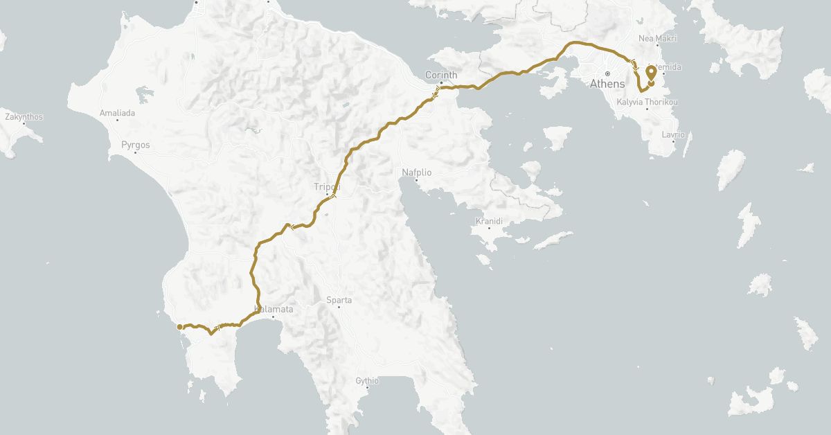 TravelMap itinerary: private transfer in Greece (Europe)