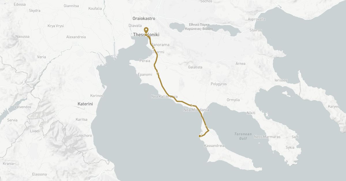 TravelMap itinerary: driving, private transfer in Greece (Europe)