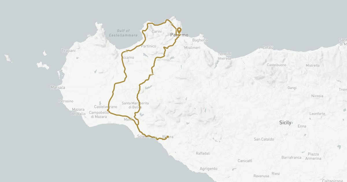 TravelMap itinerary: driving, private transfer in Italy (Europe)
