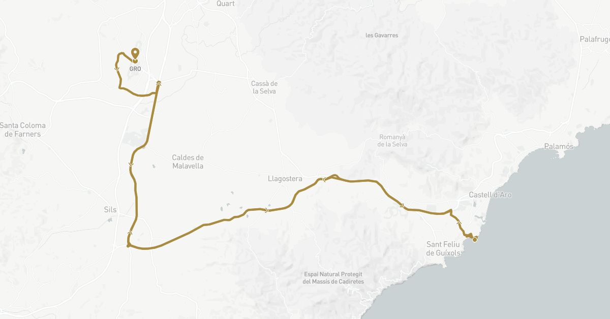 TravelMap itinerary: private transfer in Spain (Europe)