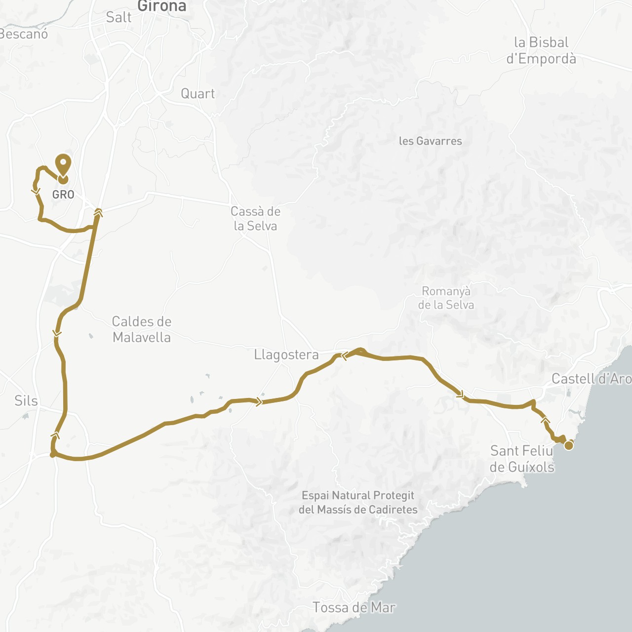 TravelMap itinerary: private transfer in Spain (Europe)