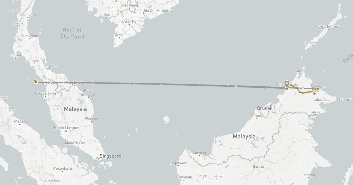 TravelMap itinerary: driving, plane, private transfer in Malaysia (Asia)