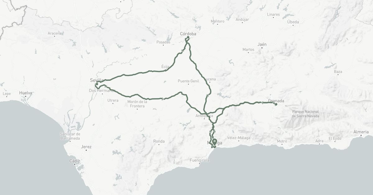 TravelMap itinerary: driving, car rental in Spain (Europe)