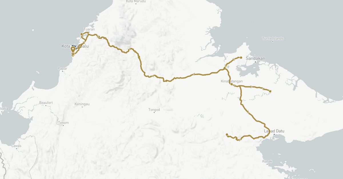 TravelMap itinerary: driving, private transfer, boat transfer in Malaysia (Asia)