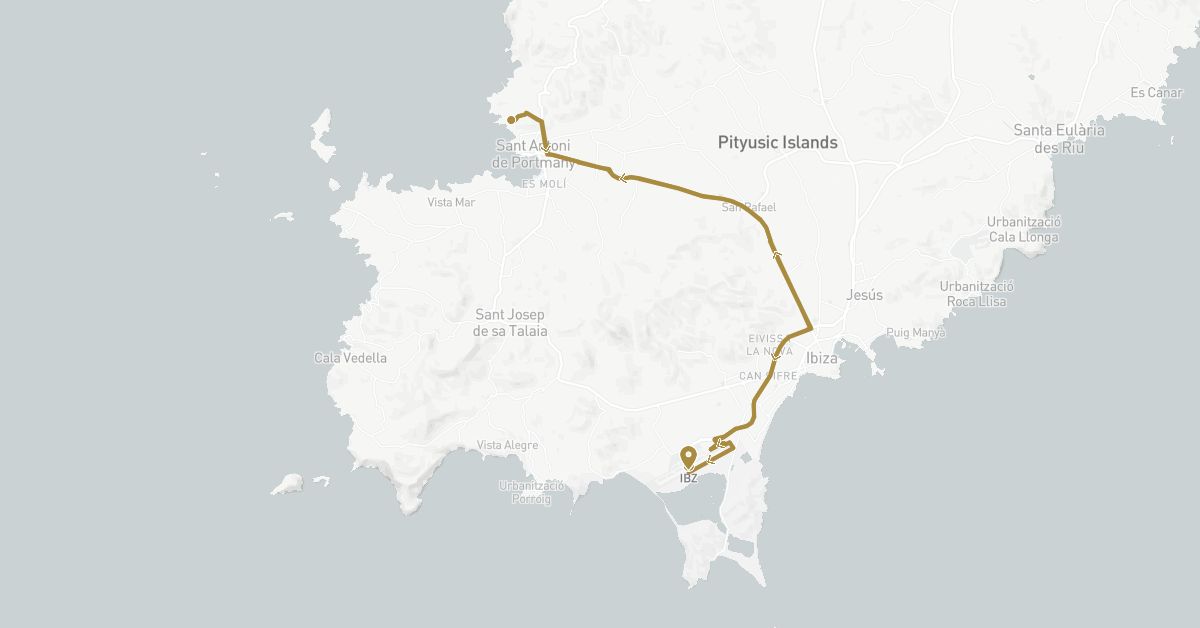 TravelMap itinerary: driving, private transfer in Spain (Europe)
