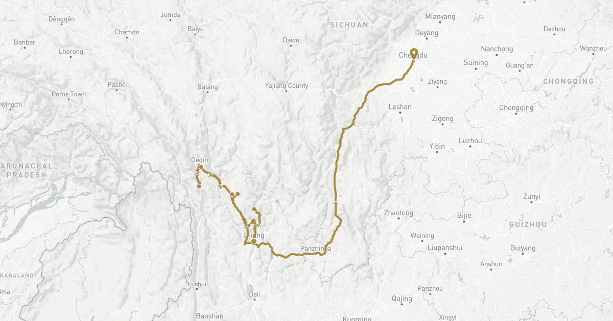 TravelMap itinerary: driving, private transfer in China (Asia)