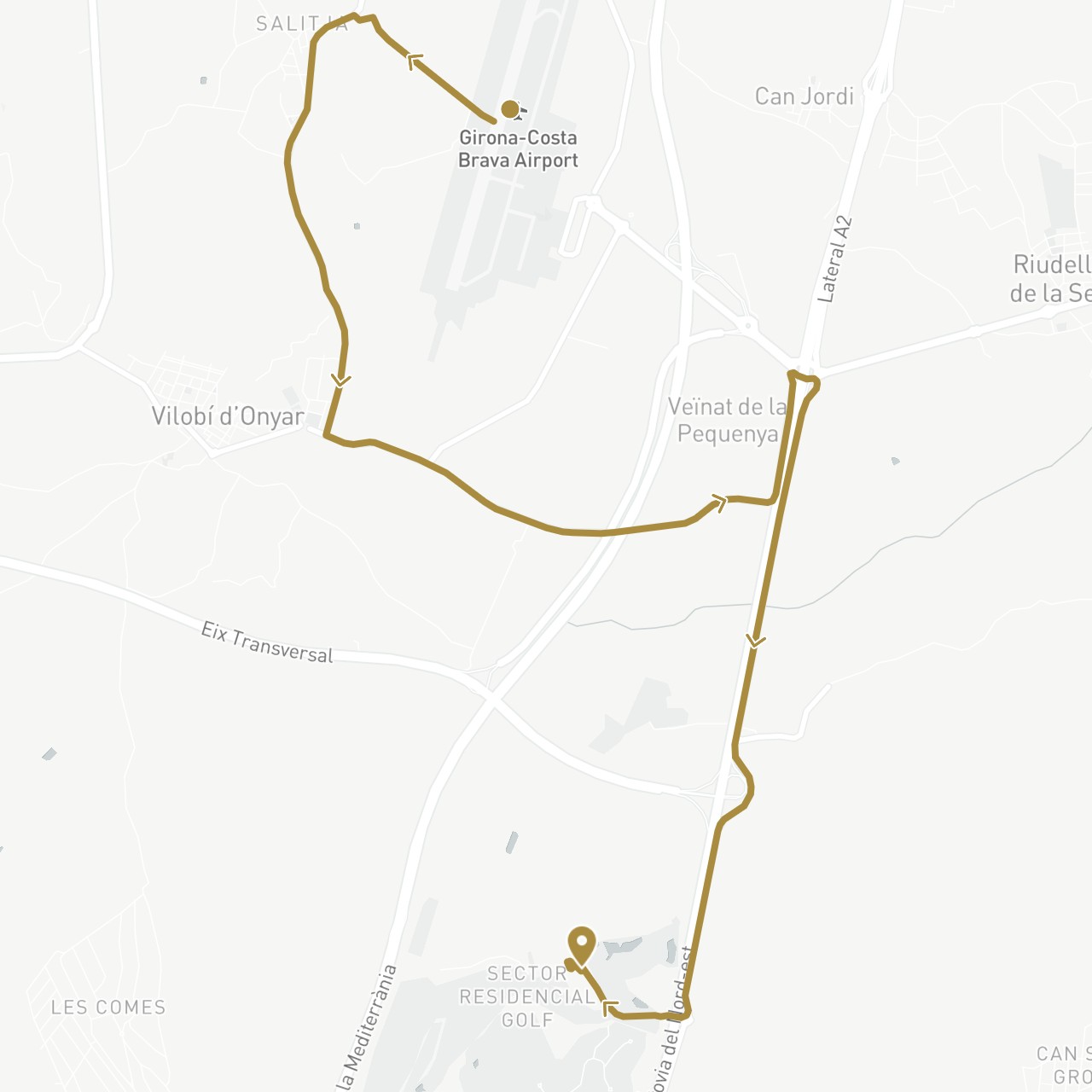 TravelMap itinerary: driving, private transfer in Spain (Europe)