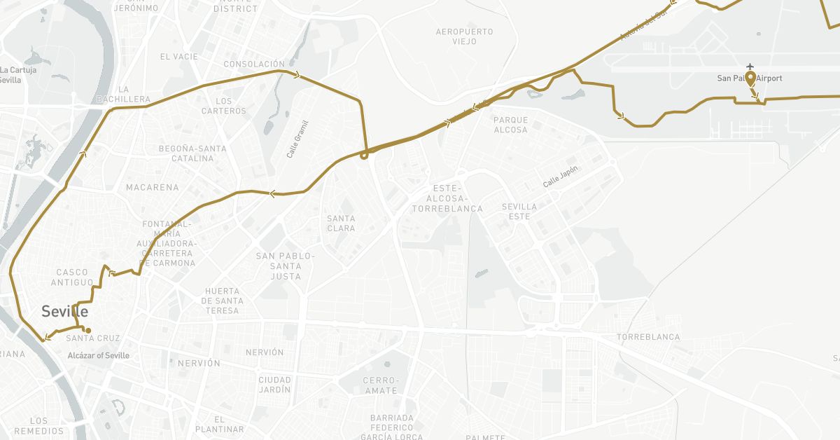 TravelMap itinerary: driving, private transfer in Spain (Europe)