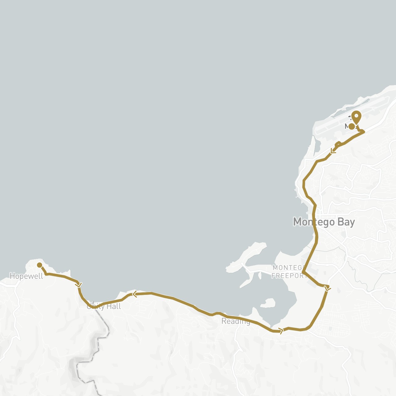 TravelMap itinerary: driving, private transfer in Jamaica (North America)