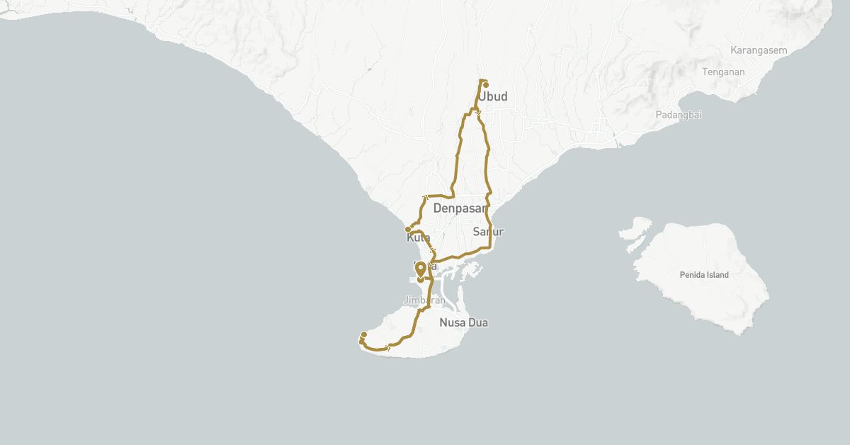TravelMap itinerary: driving, private transfer in Indonesia (Asia)