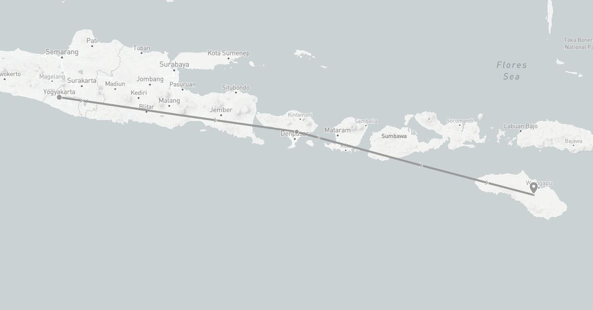 TravelMap itinerary: driving, plane in Indonesia (Asia)