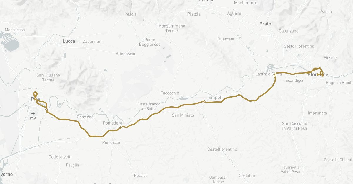 TravelMap itinerary: driving, private transfer in Italy (Europe)