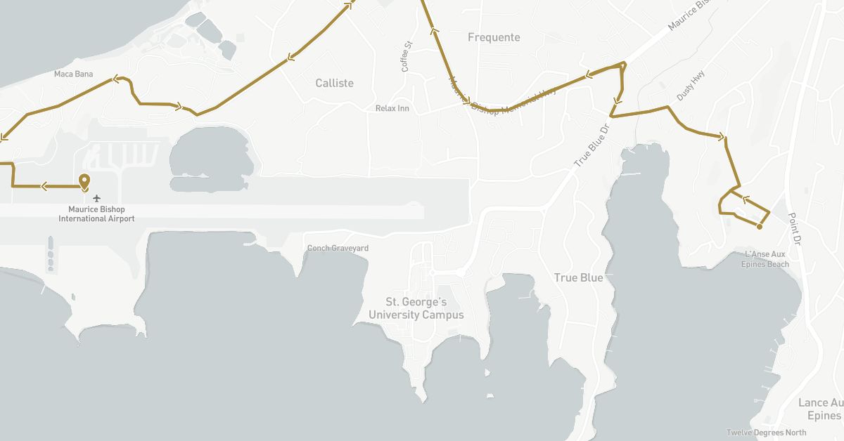 TravelMap itinerary: driving, private transfer in Grenada (North America)