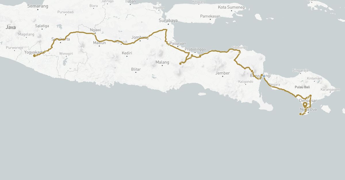 TravelMap itinerary: driving, private transfer, cruise in Indonesia (Asia)
