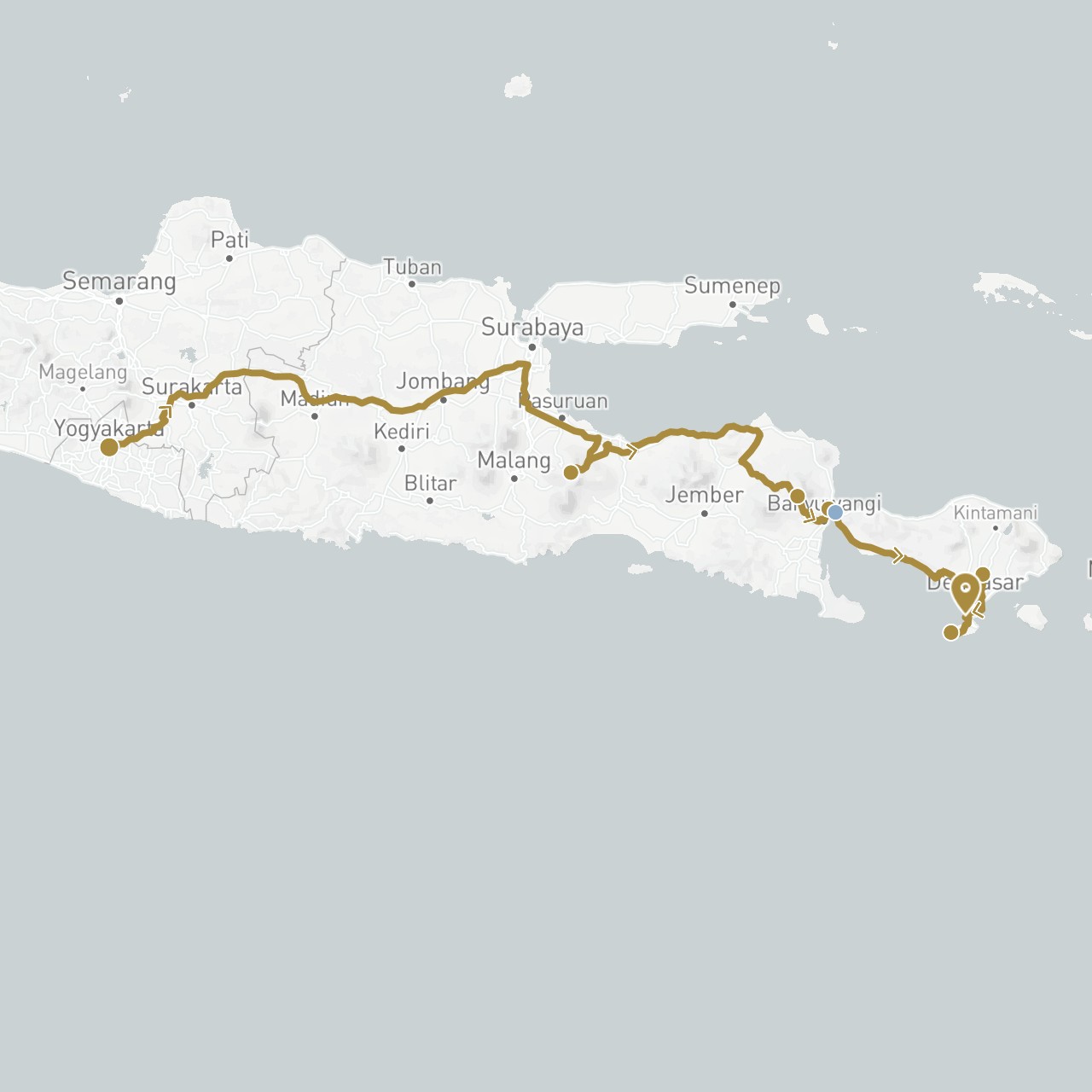 TravelMap itinerary: driving, private transfer, cruise in Indonesia (Asia)