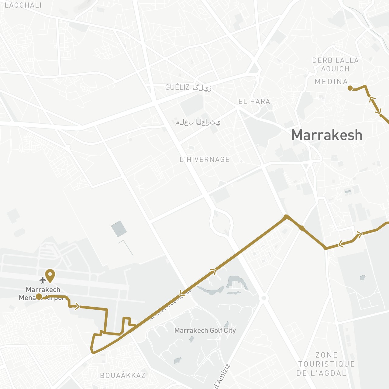 TravelMap itinerary: driving, private transfer in Morocco (Africa)