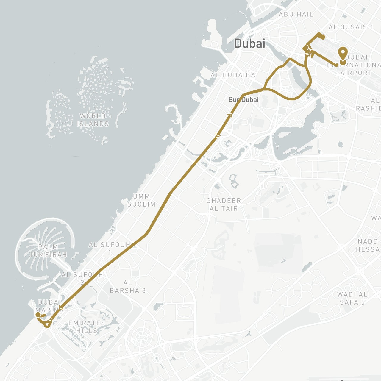 TravelMap itinerary: driving, private transfer in United Arab Emirates (Asia)