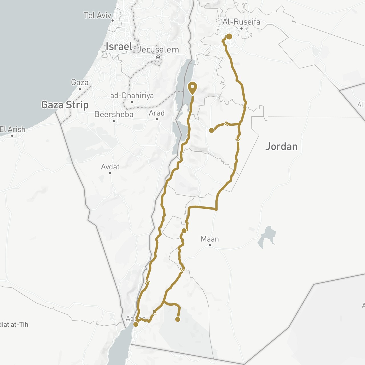 TravelMap itinerary: driving, private transfer in Jordan (Asia)