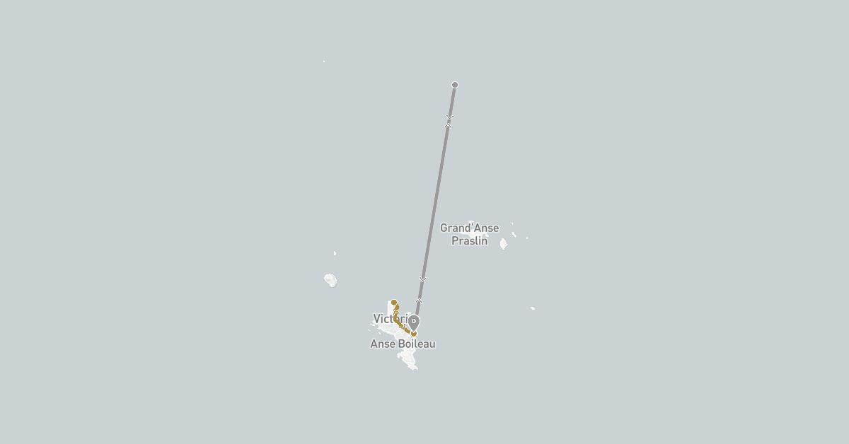 TravelMap itinerary: driving, plane, private transfer in Seychelles (Africa)