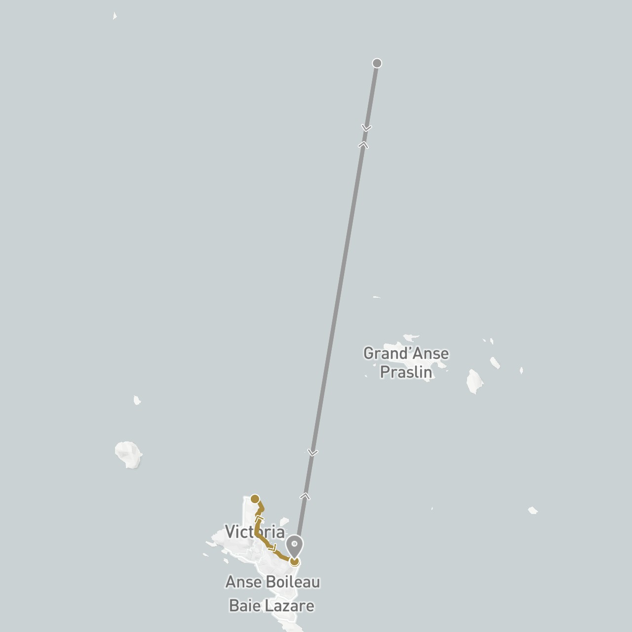 TravelMap itinerary: driving, plane, private transfer in Seychelles (Africa)