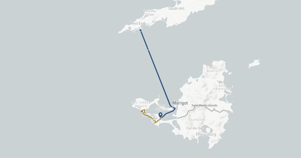 TravelMap itinerary: driving, private transfer, boat transfer