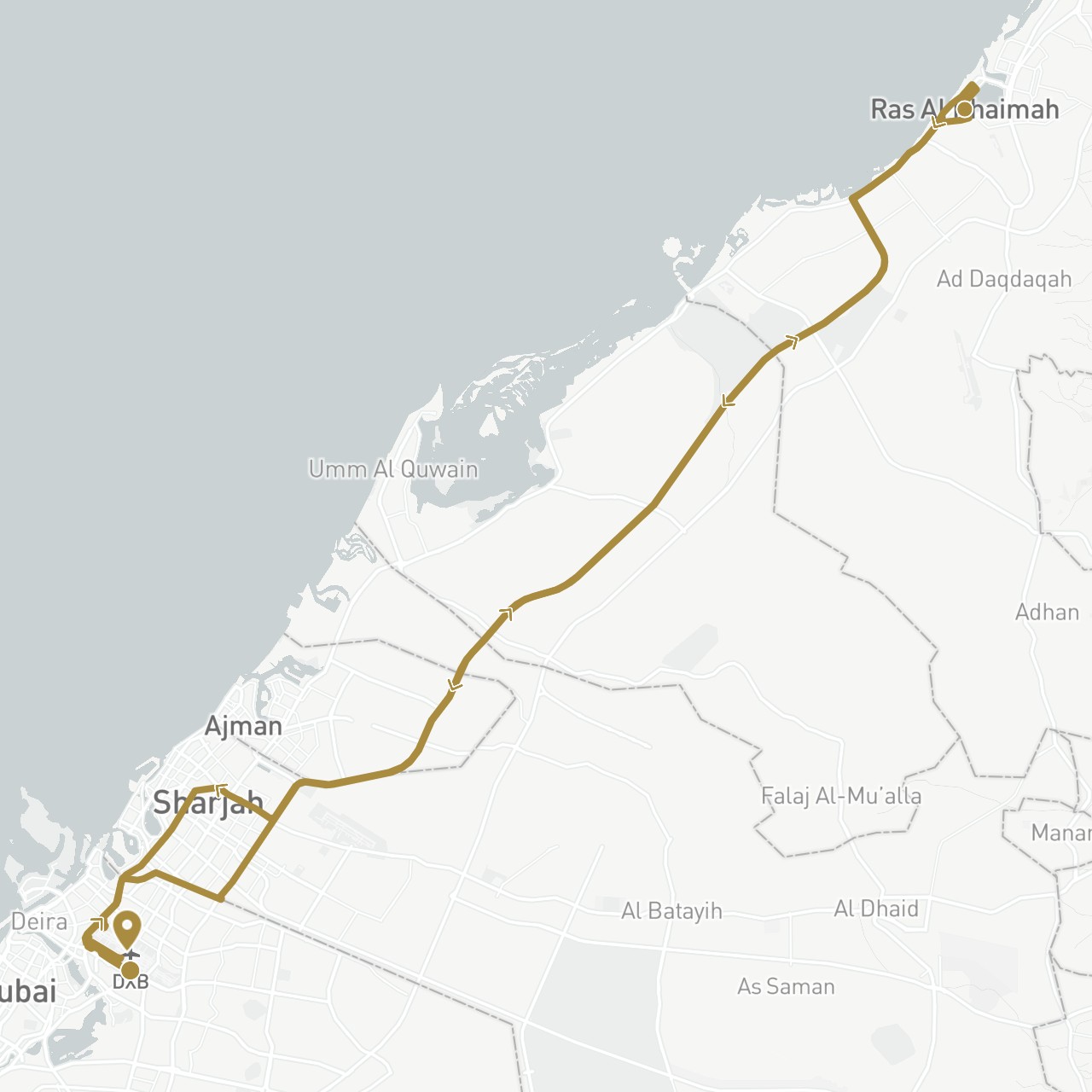 TravelMap itinerary: driving, private transfer in United Arab Emirates (Asia)