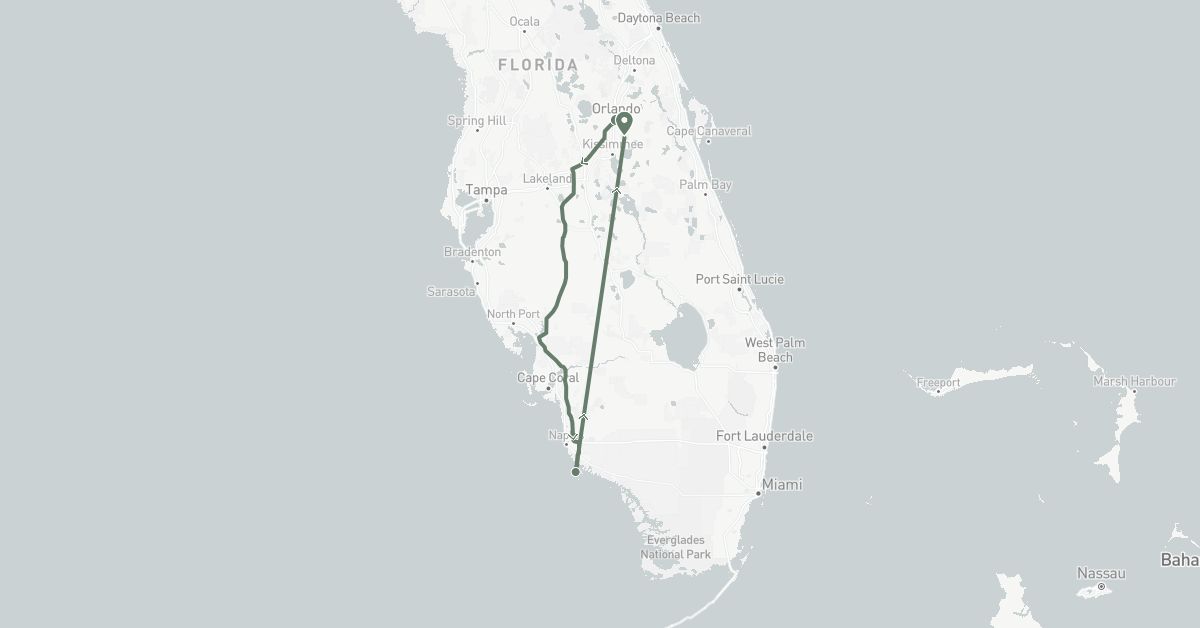 TravelMap itinerary: driving, car rental in United States (North America)
