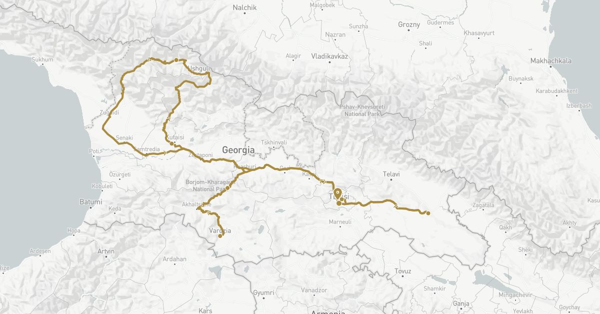 TravelMap itinerary: driving, private transfer in Georgia (Asia)