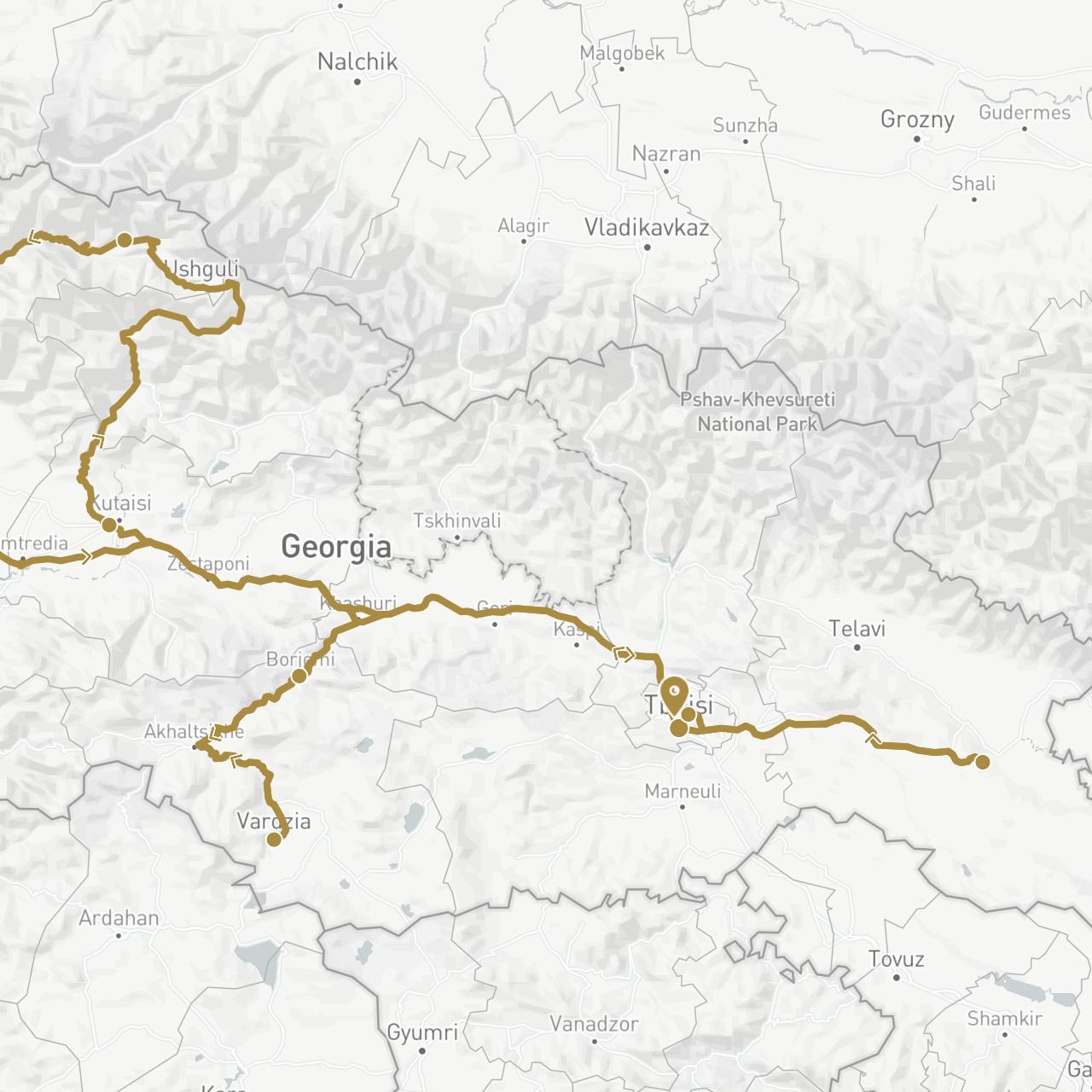 TravelMap itinerary: driving, private transfer in Georgia (Asia)