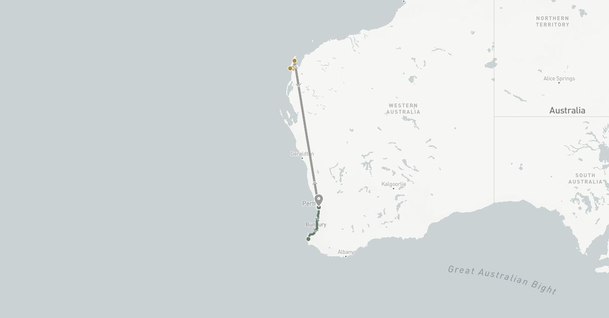 TravelMap itinerary: driving, plane, private transfer, car rental in Australia (Oceania)