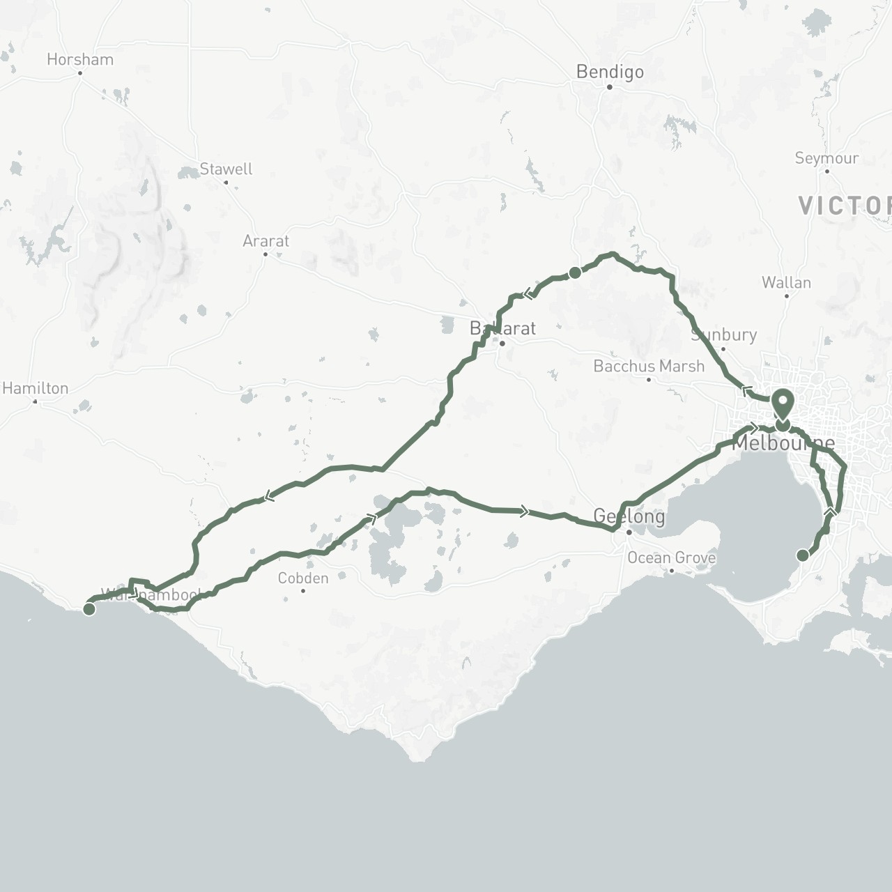 TravelMap itinerary: driving, car rental in Australia (Oceania)