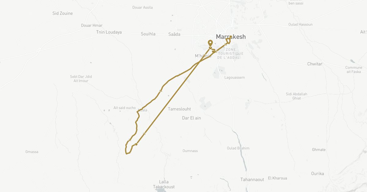 TravelMap itinerary: driving, private transfer in Morocco (Africa)