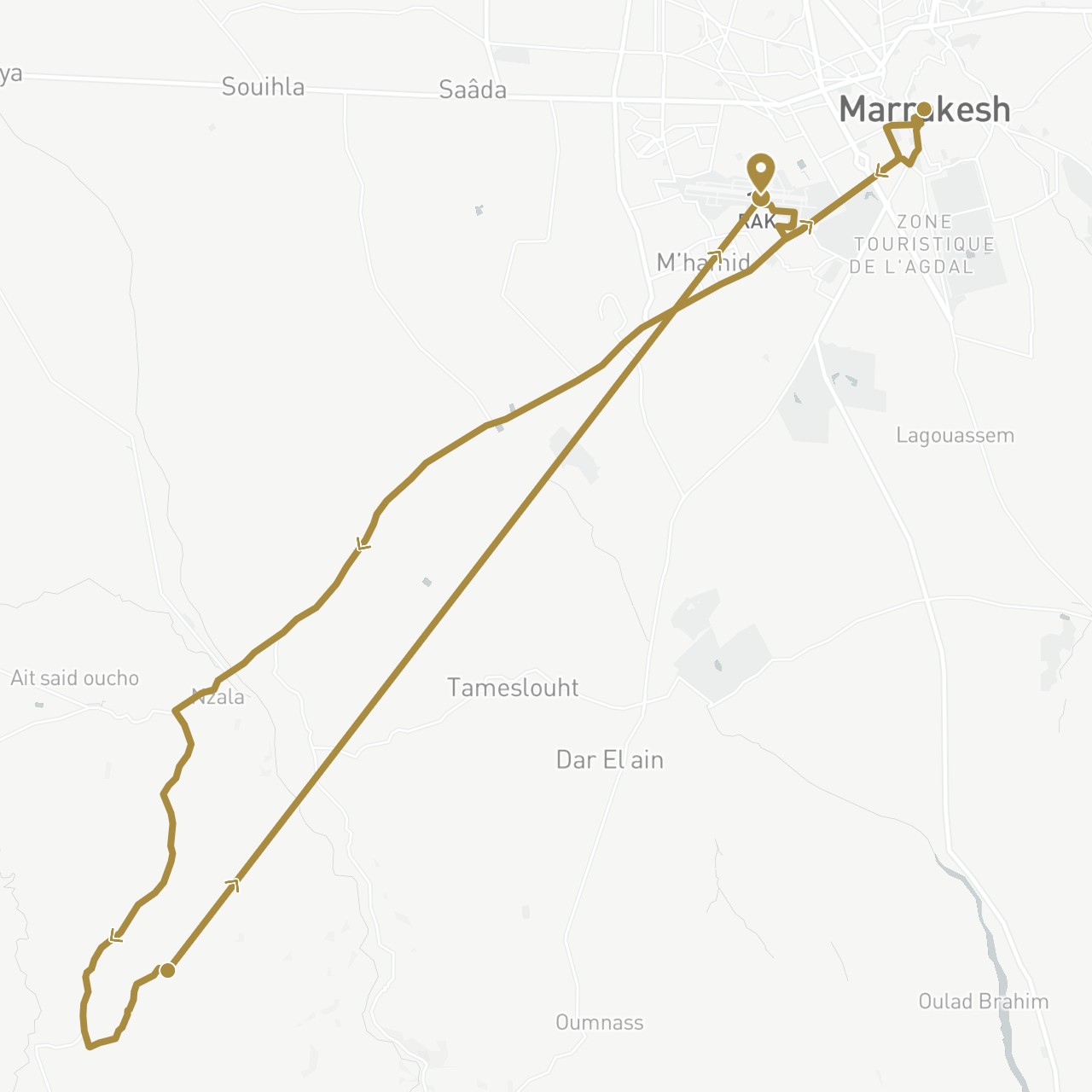 TravelMap itinerary: driving, private transfer in Morocco (Africa)