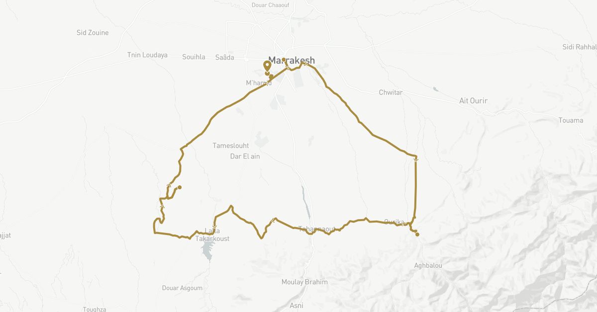 TravelMap itinerary: driving, private transfer in Morocco (Africa)