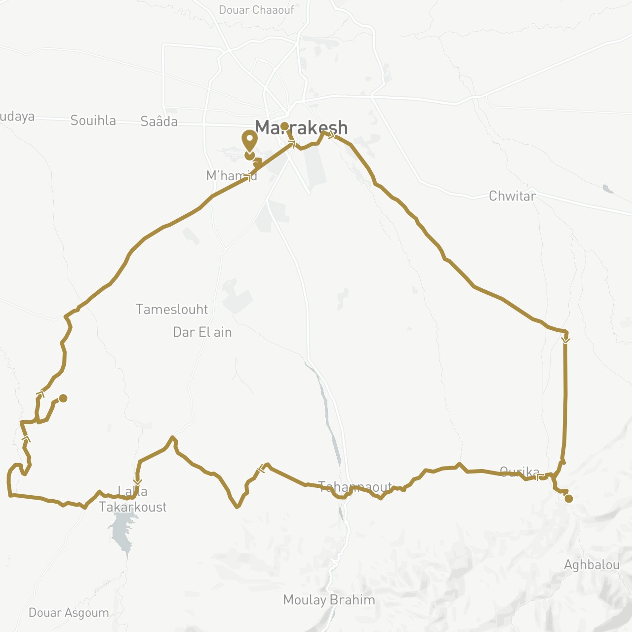 TravelMap itinerary: driving, private transfer in Morocco (Africa)